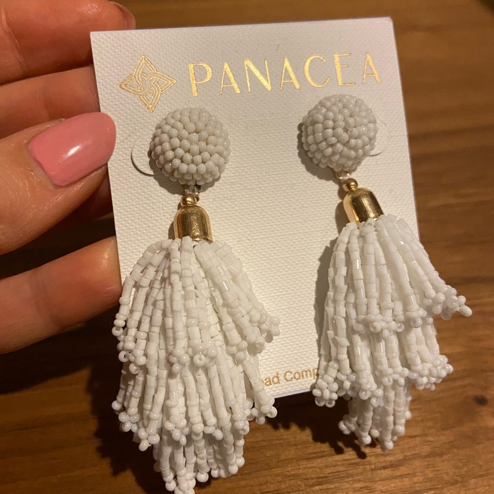 Panacea white bead earings